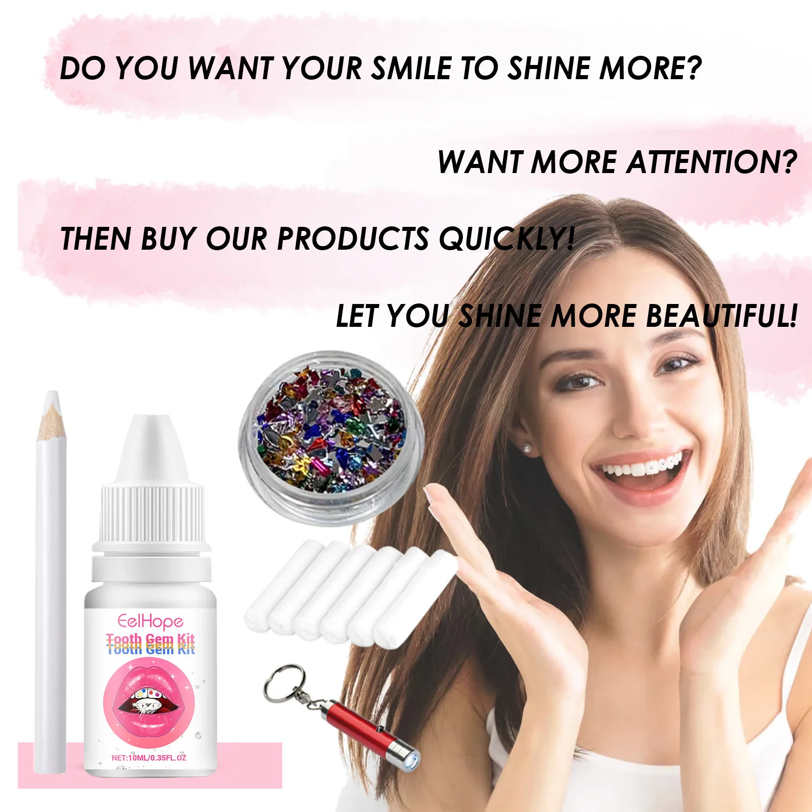 Tooth Jewelry Kit DIY Clear Pr - Teeth Whitening Light Kit ulasan dan harga